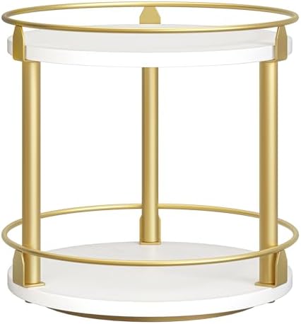 YATINEY Lazy Susan Organizer, Rotating Spice Rack, 2 Tier Spice Turntable Organizer, Industrial Turntable Spice Holder, 
