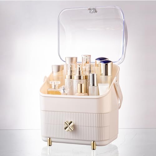 Preppy Skincare Organizers Makeup Organizer Holder Cosmetic Storage Box Display Case 3 Tiers Dust Free Cover Portable Ha