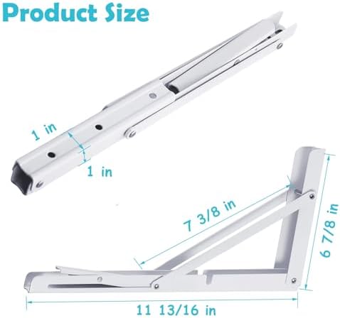 CLT 12" White Folding Shelf Brackets Max. Load 330 lb, Heavy Duty DIY Wall Mounted Shelf Bracket Space Saving for Table 