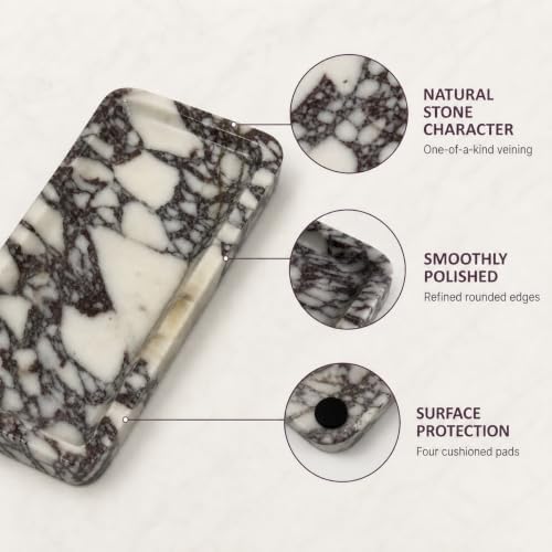 Luxury Natural Calacatta Viola Marble Tray, 12x6 Inch Vanity Tray