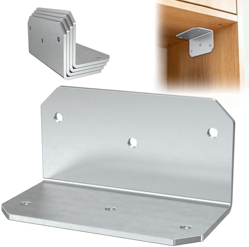 2x4 Inch 90 Degree Corner Bracket, 200 LBS, Galvanized, 4 Pack