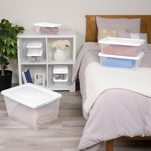 Sterilite Clear Storage Box Stackable Tote, 58 Quart, 16-Pack