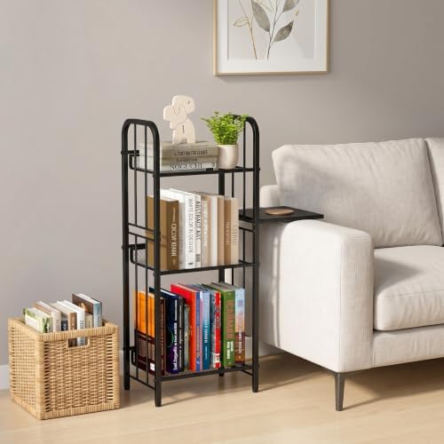 Bookshelf Storage Shelf Bookcase Freestanding Storage Stand for Living Room, Bedroom, Kitchen, Rust Resistance, Easy Ass