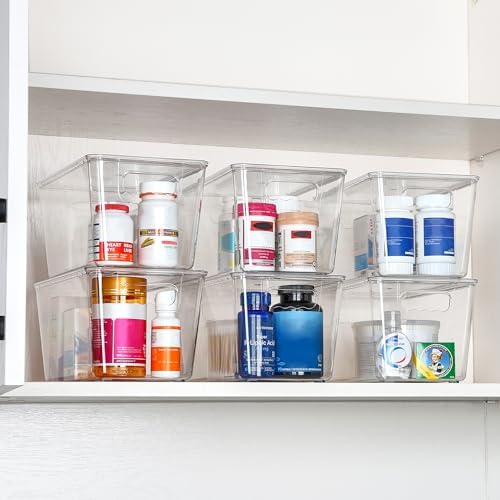 Vtopmart 1 Pack Clear Stackable Storage Bins with Lids and Handles, Medium