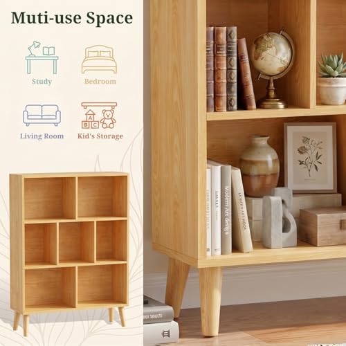 7 Cube Storage Organizer Shelf，Open Cube Bookshelf with Legs