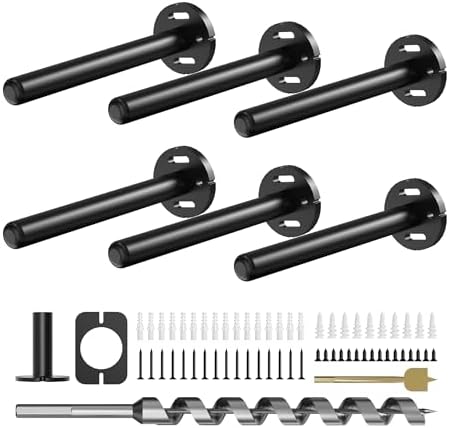 6pcs Wall Shelf Brackets Heavy Duty Floating Shelf Bracket Hidden,Invisible Black Shelving Brackets Decorative Floating 