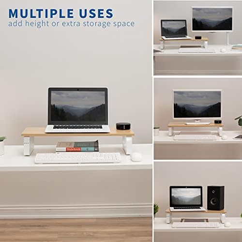 VIVO 24 inch Monitor Stand, Wood and Steel Desktop Riser, Screen, Keyboard, Laptop, Small TV, Ergonomic Desk and Tableto