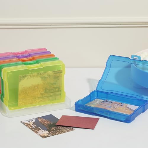 novelinks 6 Pcs 4"x6" Plastic Photo Storage Boxes with Tray (Color 3Pack)