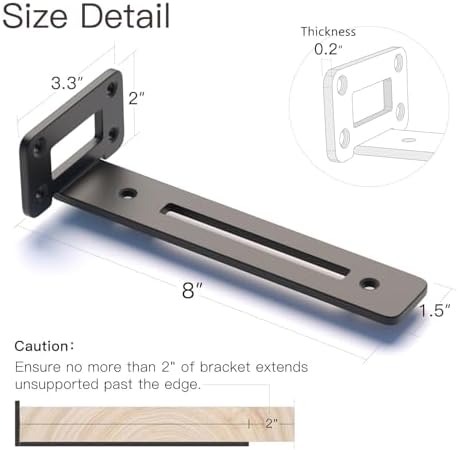 LEOPO 8 Inch 4 Pack Openwork T Shelf Brackets for DIY Floating Shelf