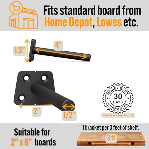 EVALD 4 Inch Floating Shelf Brackets, Hidden Shelf Brackets for Floating Shelves, Heavy Duty Shelf Bracket with Screws &
