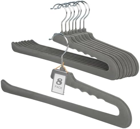 Velvet Pant Hangers Open End,8 Pack Non Slip Black Felt Trouser Hangers