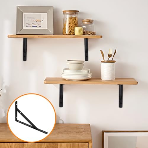 Heavy Duty L Shelf Brackets 8Pcs, Metal Wall Mount Floating Shelf Supports