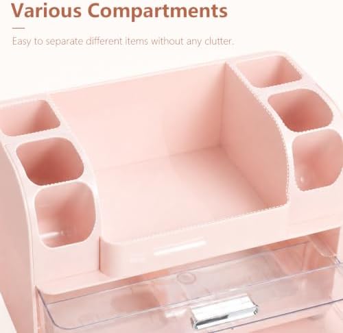 Makeup Organizer for Vanity with Brush Holder, Countertop Bathroom Cosmetic Organizer Skin Care Storage, Large Easy to S