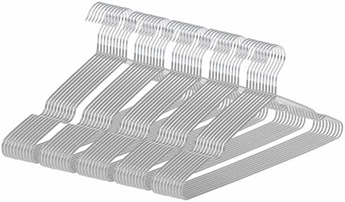 Ultra-Thin Metal Hangers, 50 Pack Non-Slip PVC Coated Space Saving Clothes Hangers for Closet, 16 inch Wide for Suits, Dresses, Jackets（Gray）