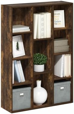 Furinno LUDER Book Shelf, 11-Cube Bookshelf, Reversible Bookcase, 9.4 x 29.1 x 41.7, Easy Assembly, for Living Room, Bed