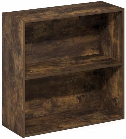 Furinno PASIR 2-Tier Book Shelf, Open Shelves Bookshelf, Amber Pine