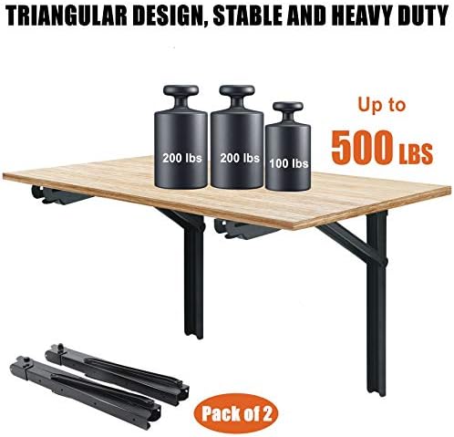 WALMANN 24" Folding Shelf Brackets, Collapsible Brackets for Shelves