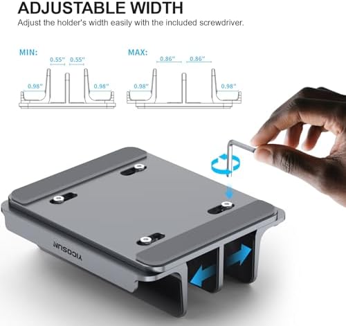 YICOSUN 4-Slot Aluminum Vertical Laptop Stand for Desk - Adjustable Width Dock for MacBook, Surface, Samsung, HP, Dell u
