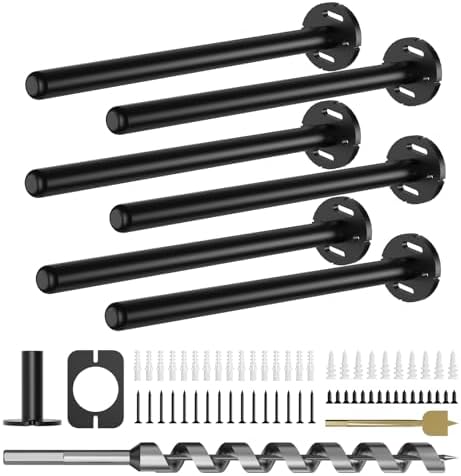 6pcs Wall Shelf Brackets Heavy Duty Floating Shelf Bracket Hidden,Invisible Black Shelving Brackets Decorative Floating 