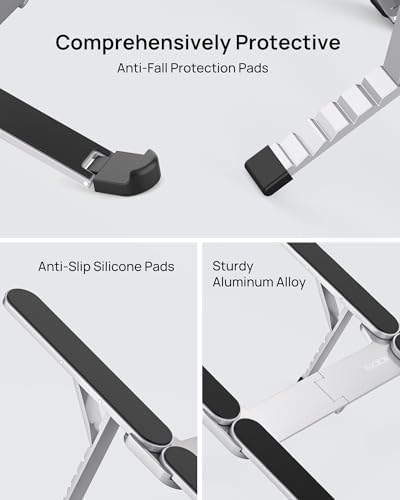 【Innovative & Ultra Compact】SODI Foldable Laptop Stand for Desk, Lightweight Portable Tablet Holder for Business Travel,