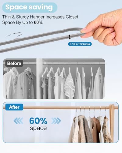 Velvet Hangers Non Slip - 20 Pack Pants Hangers for Grey Felt Hangers