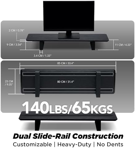 ULTRARM Moodular Wooden Monitor Stand Desk Organizer, Standard 33.4" Black