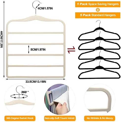 Closet Organizers and Storage, 5 Pack Velvet Pants-Hangers-Space-Saving
