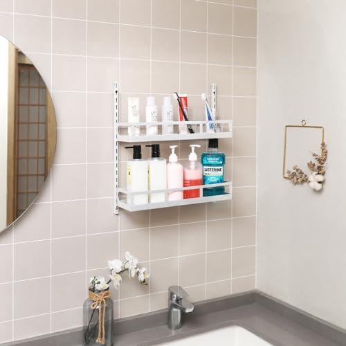 X-cosrack Wall Mount Spice Rack Organizer 5 Tier Height-Adjustable Hanging Spice Shelf Storage for Kitchen Pantry Cabine