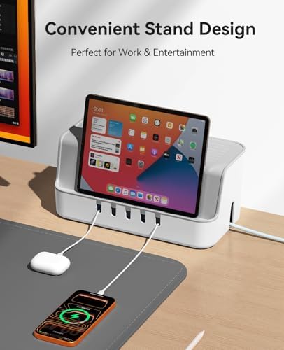 ORICO Cable Management Box with Phone Stand Lid, Large Cord Organizer Case for Hiding Power Strips & Surge Protectors, H