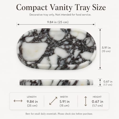 Oval Stone Vanity Tray for Perfume and Jewelry, 9.84 in