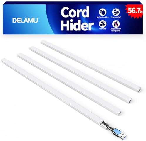 Delamu 56.7in Cord Hider, Cord Covers for Mini Wire on Wall, Paintable Cable Hider Wire Covers for Cords, Self-Adhesive 