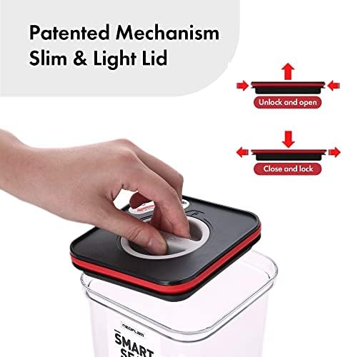 Neoflam Smart Seal Patent Airtight Kitchen Pantry Canister/Organizer Clear Plastic Container with Simple Twist Lids, Leak Proof, Dishwasher Safe, BPA Free, Cereal, Flour, Dry Food Storage 4 Piece Set
