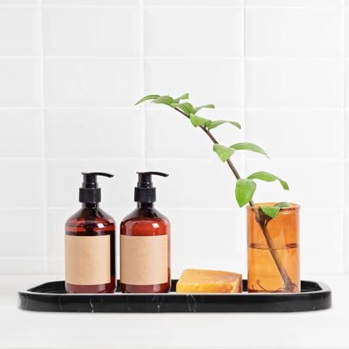 Marble Bathroom Vanity Decorative Tray, Black Marquina, 12 * 8 * 0.8