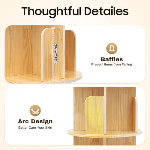 Rotating Bookshelf,Revolving Bookcase,Stackable Bookshelf Organizer, Swivel Bookcase Round Bookshelf, Book Shelf for Bed