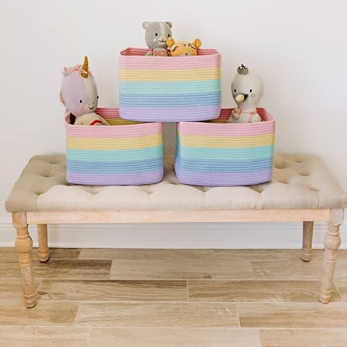 OrganiHaus Rainbow Baskets for Shelves, Set of 3, 15x9x10