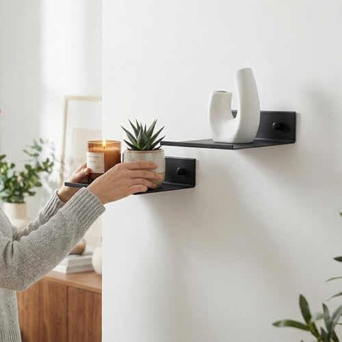 Z metnal Small Floating Shelves for Action Figures & Collectibles, Wall Mount Mini Metal Wall Display Shelf for Gaming R