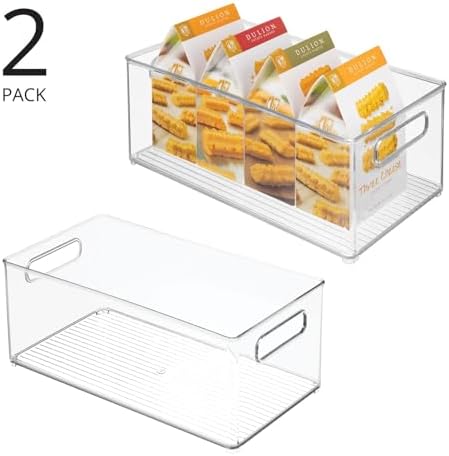 mDesign Deep Plastic Kitchen Storage Organizer Container Bin for Pantry, Cabinet, Cupboard, Shelves, Fridge, or Freezer 