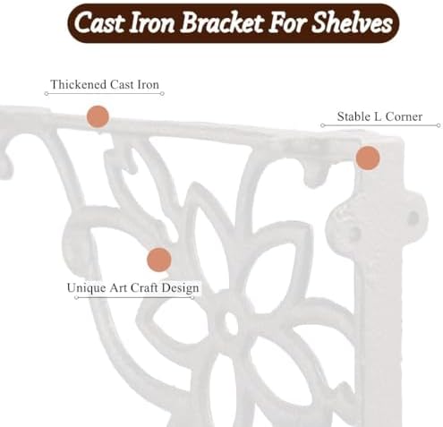 Z Metnal Cast Iron Heavy Duty Shelves Bracket, 9.75 inch Decorative Shelf Brackets, 90° Right Angle Wall Hanging, Vintag