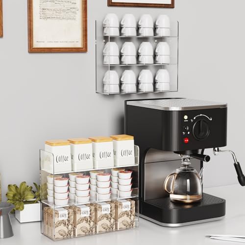 Acrylic Tea Bag Organizer, 3 Layers Tea Bag Holder for Tea Packets, Wall Mount Display Tea Caddy for Countertop or Cabin