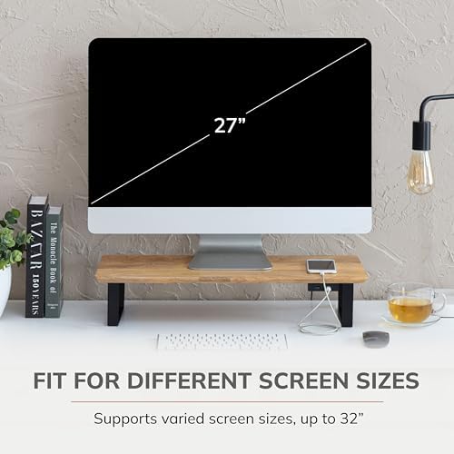 Anji Mountain Monitor Stand for Desk - Desktop Organizer & Laptop Riser, Ergonomic Monitor Riser, Space-Saving, Durable,