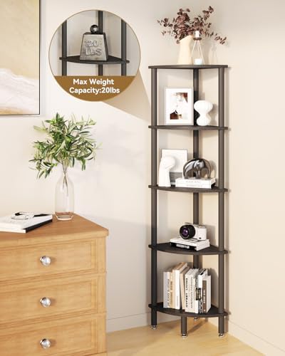 IBUYKE 5 Tier Corner Shelf Stand,Industrial Corner Display Rack WBC010B