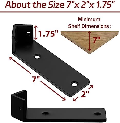 Corner Shelf Bracket, 7 inch 3-Pack 1/5" Thick Hidden Shelf Brackets