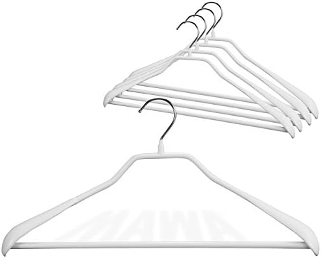 Mawa by Reston Lloyd BodyForm Series Non-Slip Space-Saving Clothes Hanger with Bar For Pants, 16 1/2", Style 42/LS, Set of 5, White