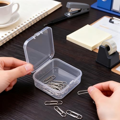 LJY 32 Clear Square Plastic Boxes, 2.5 x 2.5 x 0.8 in for Electronics