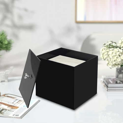 Weiai Disposable Face Towel Holder Container Acrylic Box for Clean Towels Black