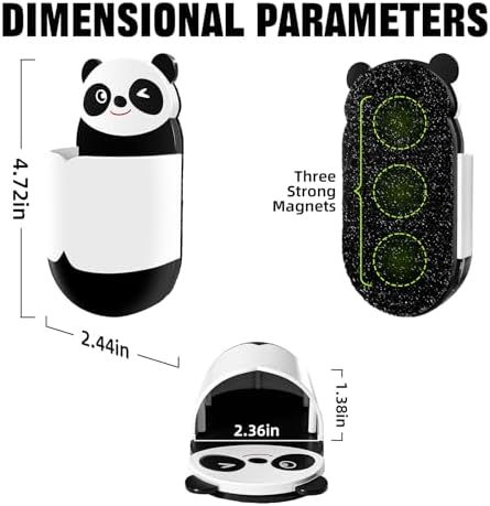 Cute Panda Magnetic Pen Holder, Strong Magnet for Glass Whiteboard, Refrigerator & Locker - 4 Pack Marker Organizer, Dry Erase Marker Holder for School, Home & Office (Black/White)