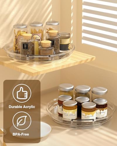 INCOSTAR 3 Pack Clear Lazy Susan Turntable 9'' & 11.8'' for Cabinet