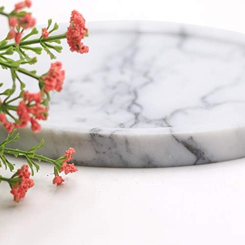 LUANT Circular Marble Stone Decorative Tray for Counter, Vanity, Dresser, Nightstand or Desk, Diameter 8 Inches