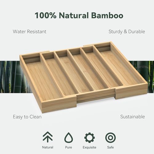Large Expandable Bamboo Coffee Pod Drawer Organizer