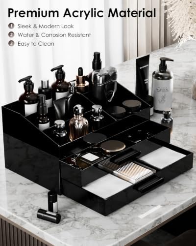 ProCase Cologne Organizer for Men with Drawer, Bathroom Organizer -2 Layer